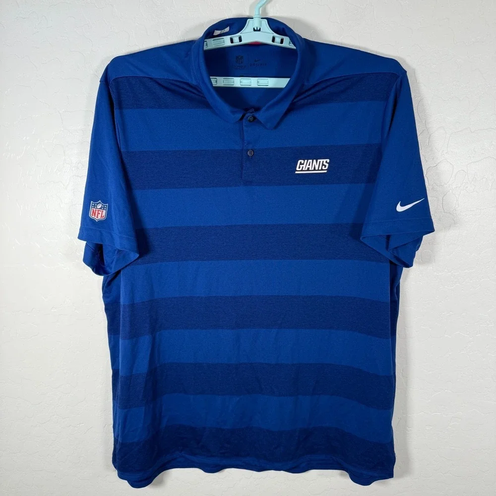 New York Giants Polo Shirt Mens 2XL Blue Team Issued NFL Football Nike Dri Fit